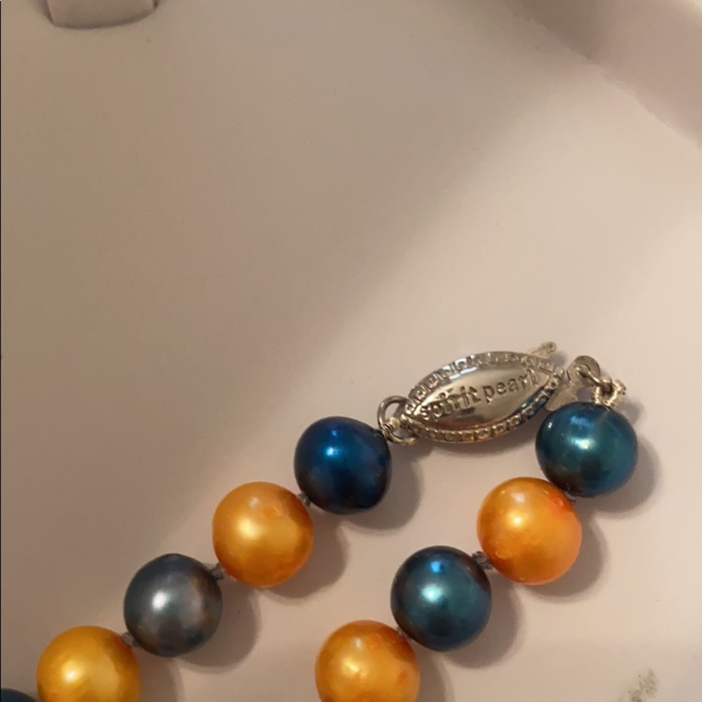 Spirit Pearl Orange and Blue (Auburn) necklace